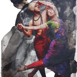 elif celebi, mixed media, ink, collage, 13x17
