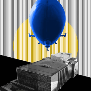 Seydi Murat koc, mixed media, large, modern, conceptual, Tangent/ Blue Airship  