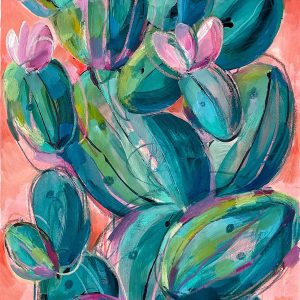 Blossoming Cacti Tribambuka Acrylics and oil pastels on canvas 97 x 60 x 1 cm